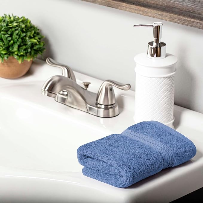 SUPERIOR Egyptian Cotton Plush & Absorbent, Face Towel Set of 6, Denim Blue | - Image 5