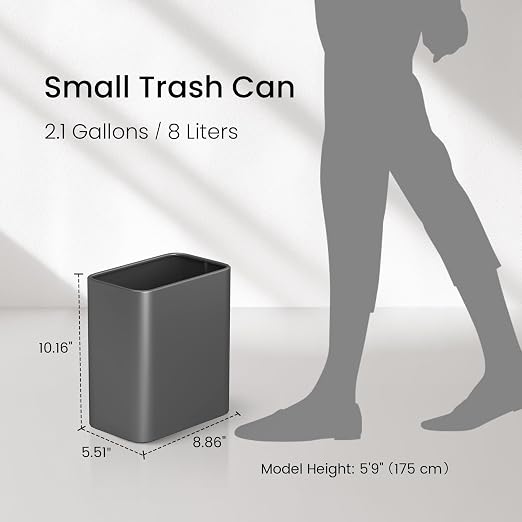Cesun Small Bathroom Trash Can, 2.1 Gallons, Under Sink Wastebasket, Stainless - Image 8