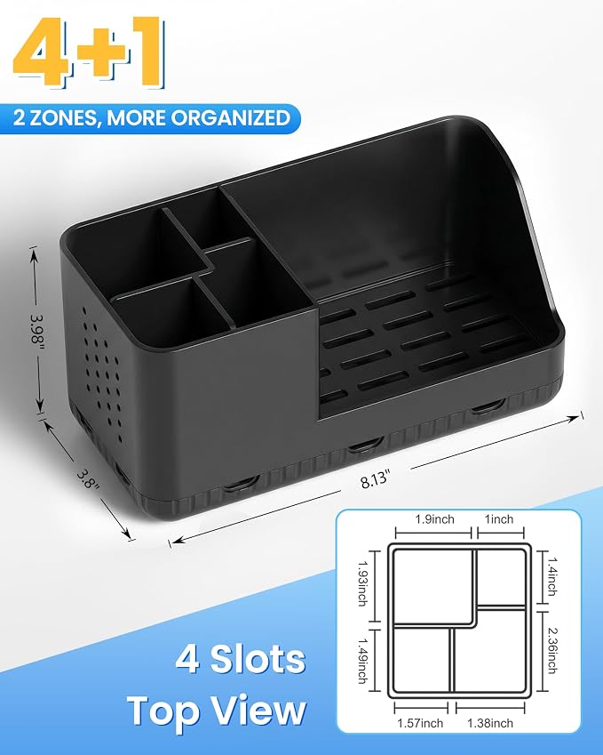 Toothbrush Holder Bathroom Counter Organizer & Storage Detachable | Anti-Slip - Image 3