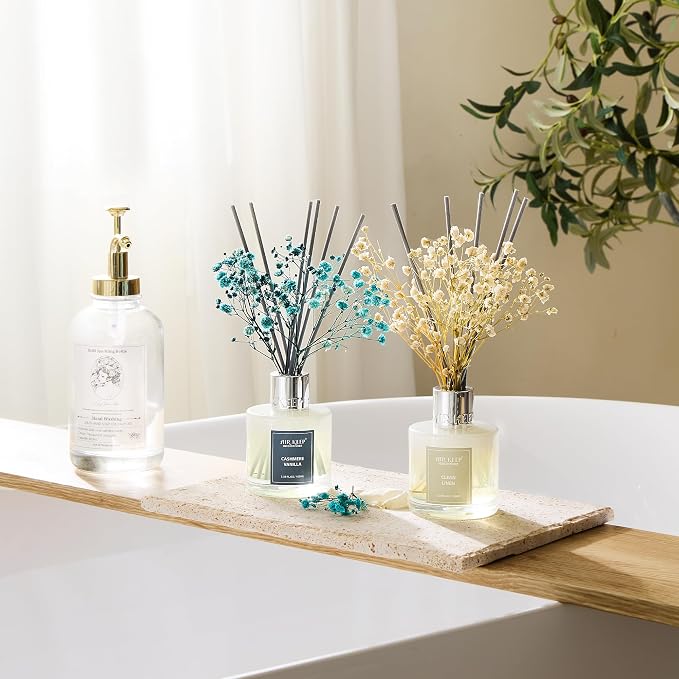 Reed Diffuser 3.38 oz 2pk, Clean Linen/Cashmere Vanilla Scented Reed Diffuser - Image 3