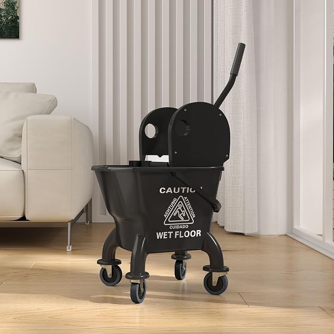 HOMCOM Mop Bucket with Wringer on Wheels, 27.5 Quart, with Mop - Image 9