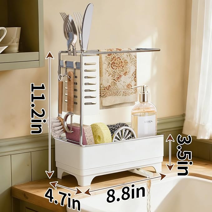 MOUKABAL 2-Tier Sponge Holder for Kitchen Sink Caddy Organizer - Image 3