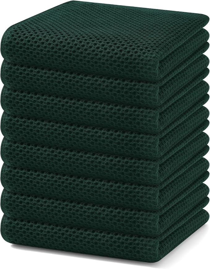 Homaxy 100% Cotton Waffle Weave Kitchen Dish Towels 8-Pack, Ultra Soft by Homaxy