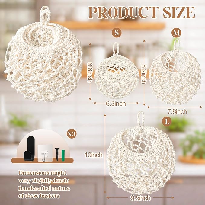 Honeydak 3 Hanging Baskets, Cotton Rope - Image 2