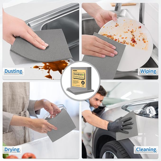 Swedish Dishcloths, 10 Pack Absorbent Dish Towels - Image 5