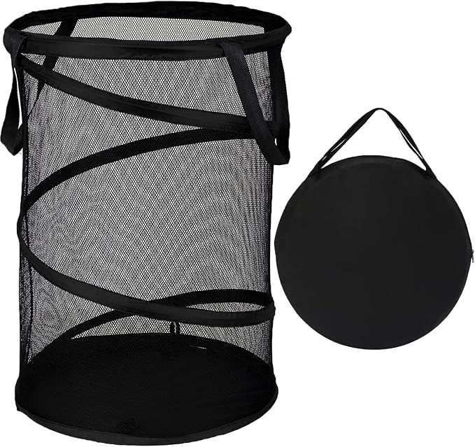 BATTOO Black Large Collapsible Laundry Basket Foldable Mesh Pop Up Hamper by BATTOO