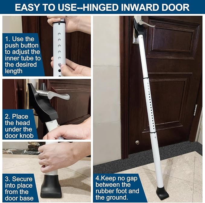 Rerishom 2 Pack Door Security Bar, Heavy Duty Patio Door Lock, Adjustable Home - Image 6