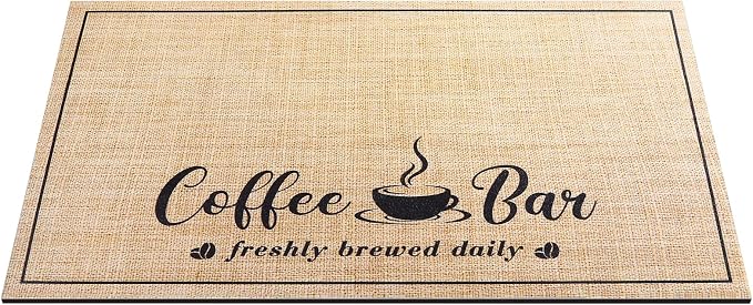 CooRug Fashion Coffee Mat, Dish Drying Mat 17" x 32" Beige | Hide Stain - Image 9