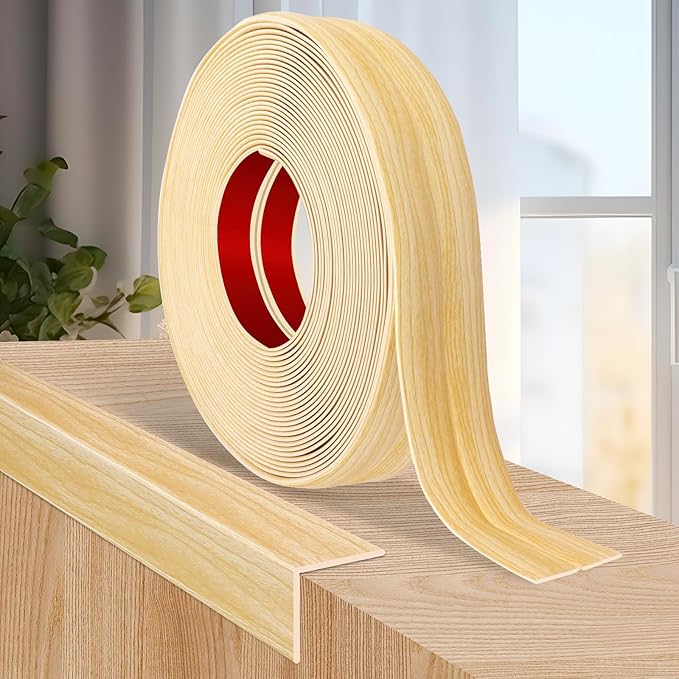 Flexible Wall Corner Protector Moulding Trim Peel and Stick Wall Corner Guards Edge Protector Self Adhesive Molding Trim Strip for Edge Ceiling (Original Wood Grain, 1.6 in x 10 Ft)