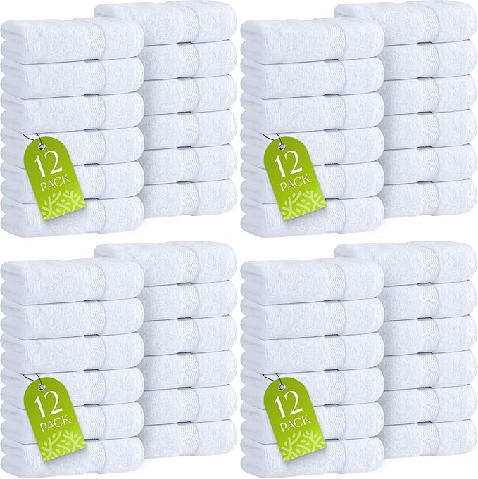 Wealuxe White Washcloths 48 Pack by WhiteClassic