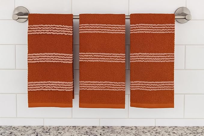 Terracotta Orange Rust Kitchen Dish Towels, 100% Cotton - Image 2