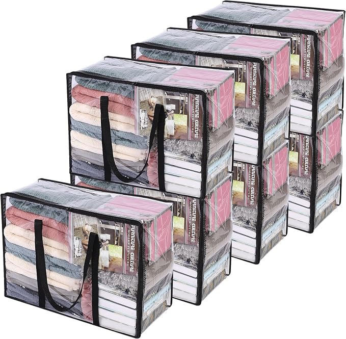 7 Pack Clear Clothes Storage Bags by Vieshful