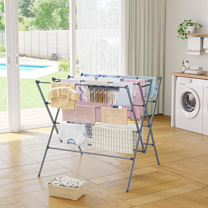 Drying Rack Clothing, 35.43in Long Drying Poles Large Clothes Drying Rack | - Image 2