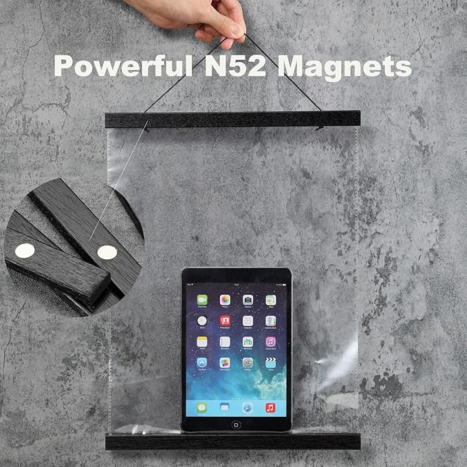 FALAMON 2 Pack Magnetic Poster Hanger Frame, 8x10 8x12 8x18 Magnet Poster Frame Hangers for Hanging Posters, Prints, Photos, Pictures, Maps, Scrolls, and Canvas Artwork (Black, 8")