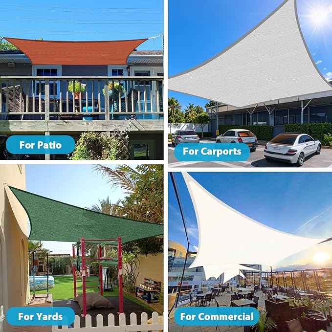 Amagenix Sun Shade Sail 20'X30' Curved Edge Outdoor Shade Canopy White Breathable 95% UV Block Shade Cloth for Patio Garden Backyard (We Make Custom Size)