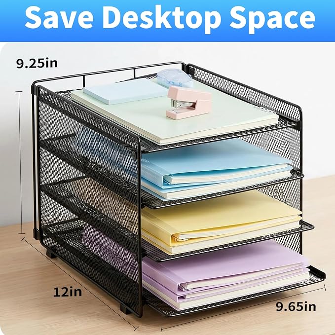 OPNICE Desk Organizer, 4-Tier Paper Organizer Letter Tray, Office Desk - Image 2