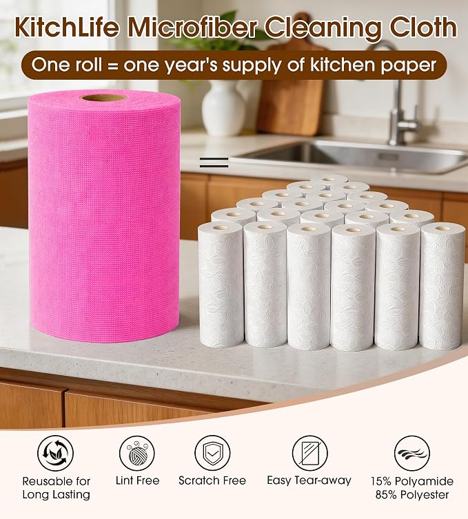 KitchLife Microfiber Cleaning Cloth Roll, 100 Pack - Image 3