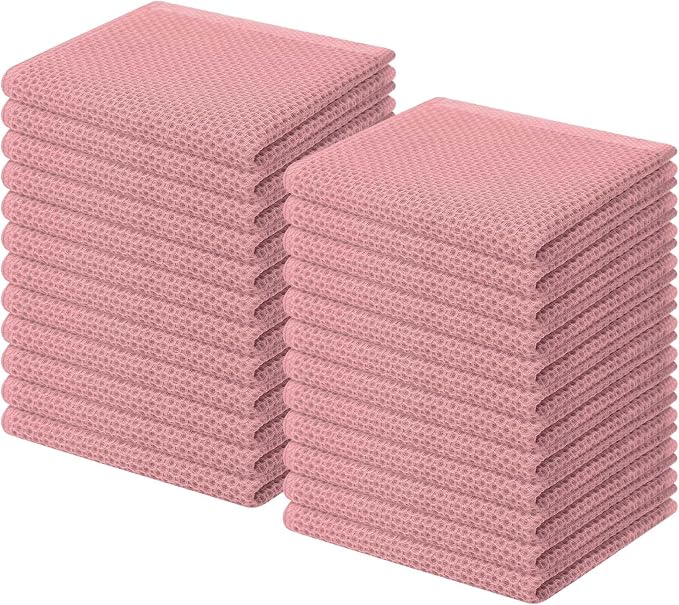 Homaxy 100% Cotton Waffle Weave Kitchen Dish Cloths 24-Pack, Dried Rose | 12 x by Homaxy