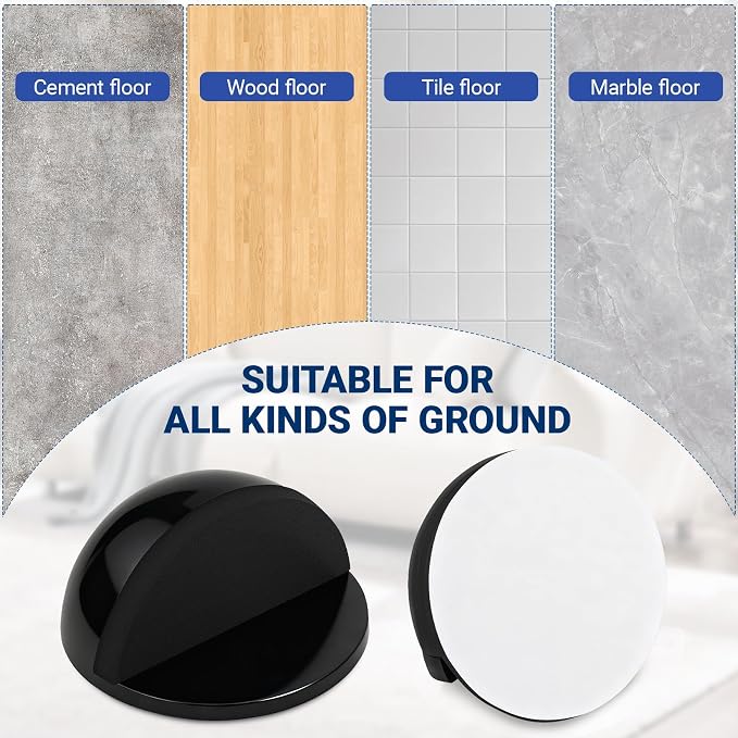 Self Adhesive Door Stoppers, Stainless Steel No Drill Rubber Floor Door Stop - Image 4