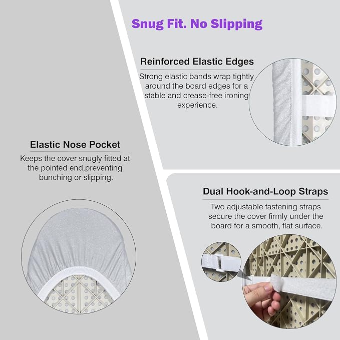 Ironing Board Cover and Pad 18x49 Large, Extra Thick Natural Cotton, Silicone - Image 4