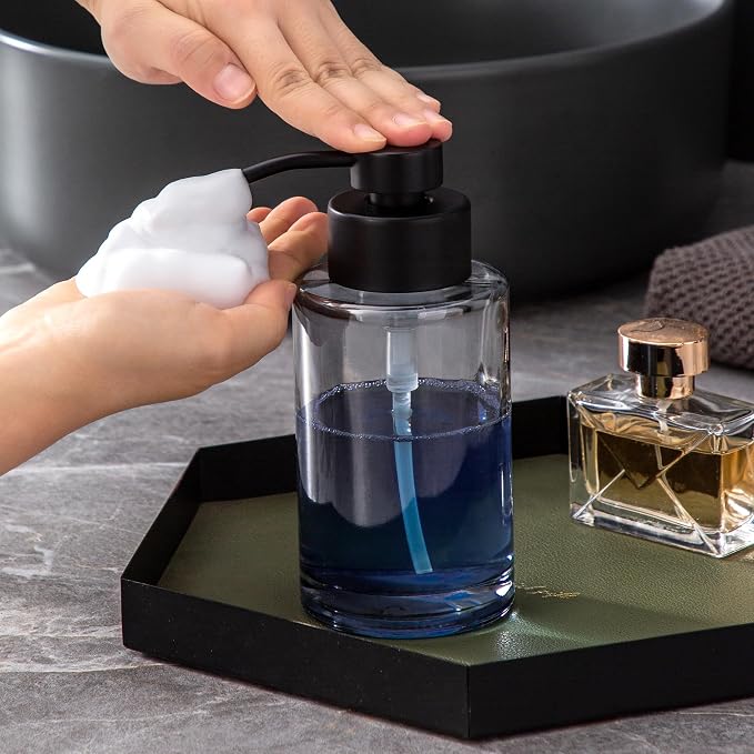 Enra Black Foaming Soap Dispenser, Thick Glass Bathroom Soap Dispenser | 12oz - Image 5