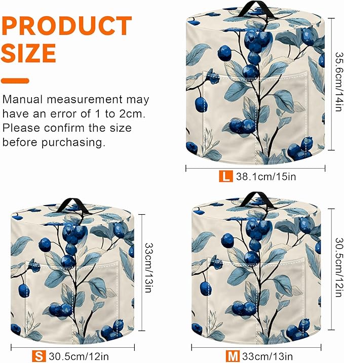 Kitchen Appliance Accessories Dust Cover for 3-6-8 Quart Instant Pot, Pressure Cooker, Air Fryer & Crock Pot,Decorative Appliance Cloth Cover with Top Handle & Storage Pockets (Beige, 3 Quart)