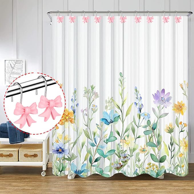 12 pcs Bow Knot Shower Curtain Hooks, Home Decorative Shower Curtain Rings - Image 4