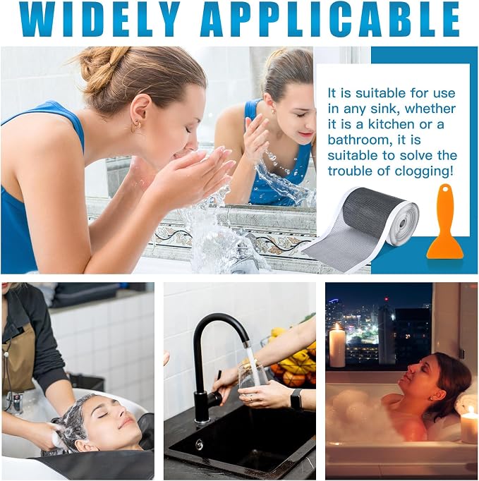 1 Pack Linear Shower Drain Hair Catcher Mesh Stickers Cutable | 4x33ft - Image 4