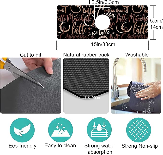 Kitchen Sink Splash Guard Faucet Mat Super Absorbent Fast Drying Mat Sink - Image 4