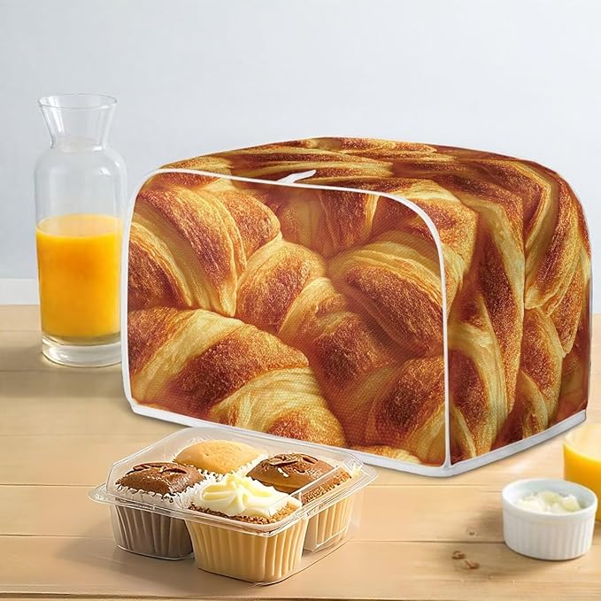 Bread Print 2 Slice Toaster Dust Covers Kitchen Small Appliance Cover Stain Resistant Dust Protection Bread Machine Cover with Top Handle