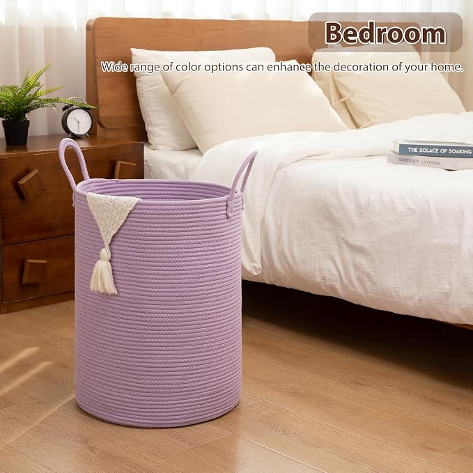OIAHOMY 60L Nursery Hamper Laundry Basket Laundry Hamper Purple - Image 5