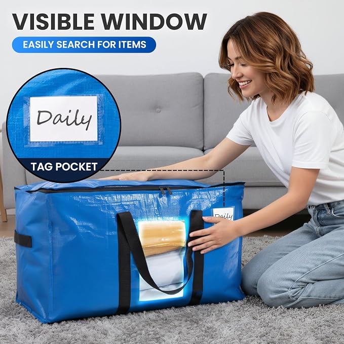 TAILI 2 Pack Blue Extra Large Moving Bags, Storage Bags - Image 5