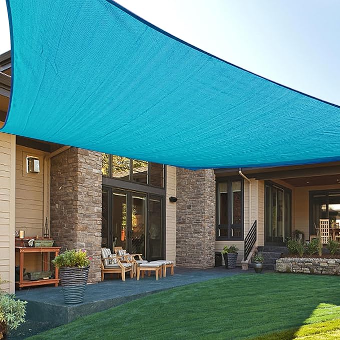 LOVE STORY Custom Size 10' x 21' Turquoise Blue Sun Shade Sail Canopy Commercial Rectangle Sail Shade Fabric for Patio Garden Backyard Pool (Customized)