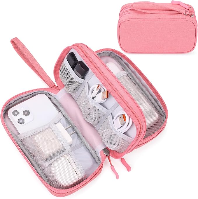 FYY Electronic Organizer, Travel Tech Pouch Bag, Cable Organizer Pink | Wrist by FYY