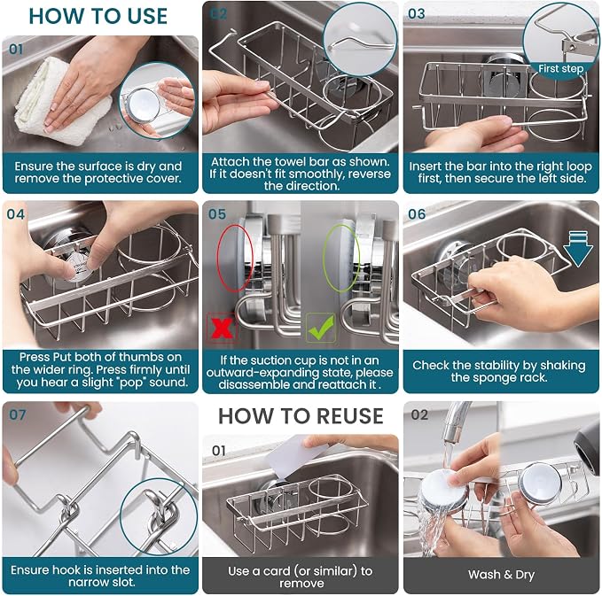 TAILI 4-in-1 Sponge Holder for Kitchen Sink - Image 7