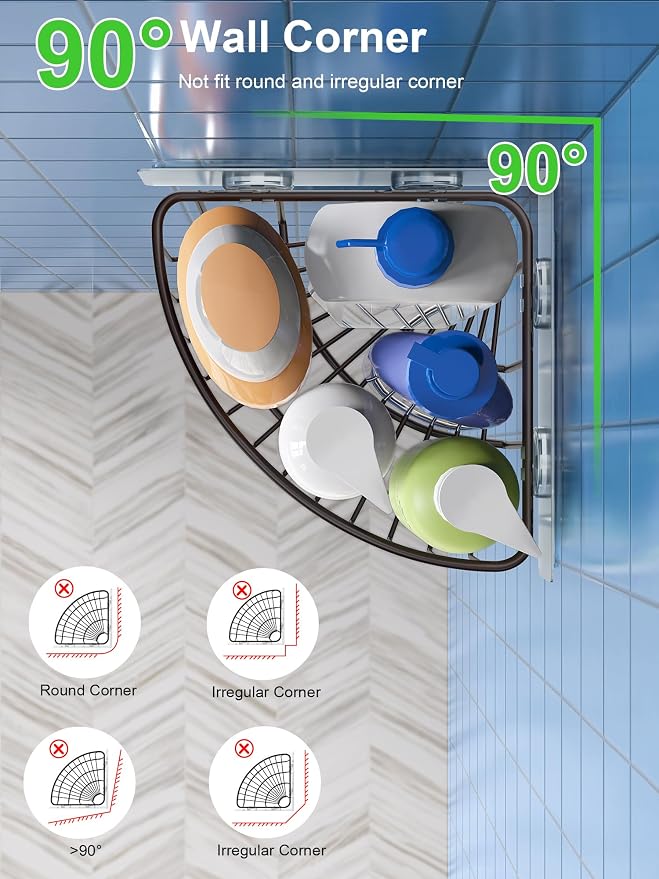 SMARTAKE 2-Pack Corner Shower Caddy Deep Basket, SUS304 Stainless Steel - Image 2
