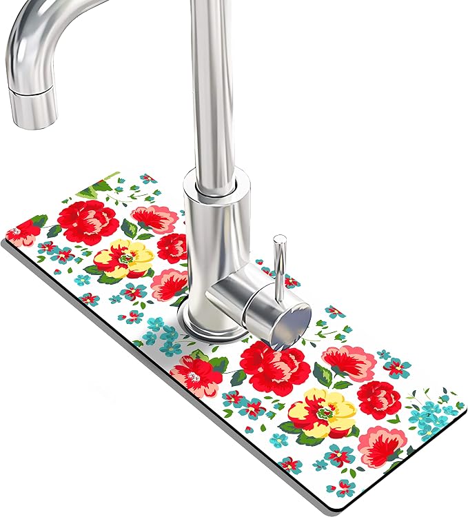 Kitchen Sink Splash Guard Faucet Mat -2 PC Super Absorbent Fast Drying Mat Sink - Image 2