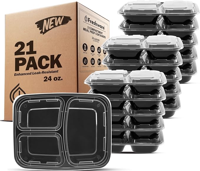 Freshware Meal Prep Containers 3 Compartment by Freshware