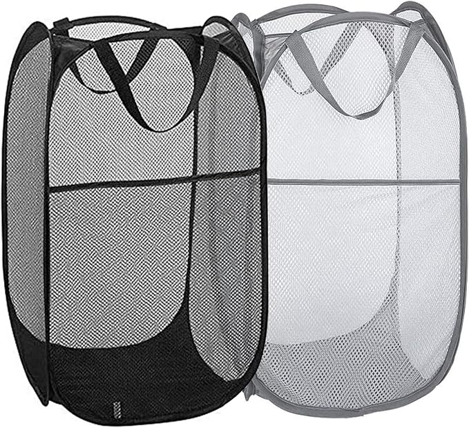 Pop Up Laundry Hampers, Collapsible Mesh Laundry Baskets by Buenod