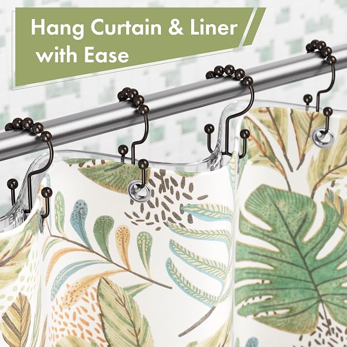 Amazer Shower Curtain Rings, Rust-Resistant Metal Double Shower Hooks - Image 4