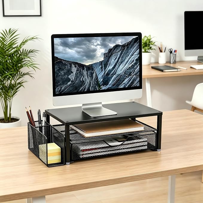 Spacrea Monitor Stand with Drawer and Pen Holder | Monitor Riser Desk - Image 7