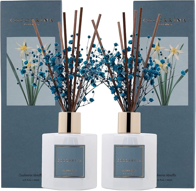 Premium Reed Diffuser Set with Preserved Baby's Breath & Cotton Stick Cashmere by COCORR%C3%8DNA