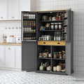 Merax 71.3" Tall Kitchen Storage Cabinet Pantry Wood Freestanding Large Cupboard with 2 Drawers,2 Adjustable Shelves,8 Door-Shelf for Dining Room,Grey