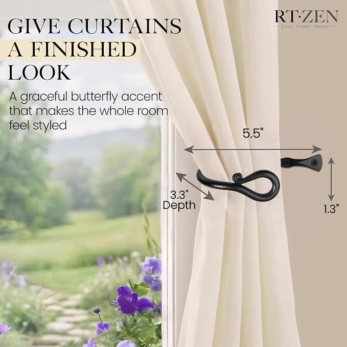 RTZEN Metal Curtain Tiebacks, Drapery Holders - Image 2