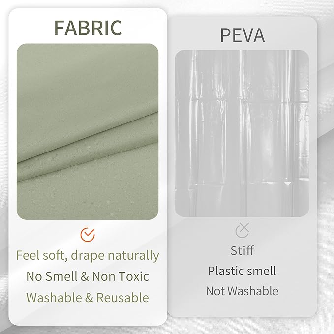 ALYVIA SPRING Waterproof Fabric Shower Curtain or Liner Sage Green - Image 4