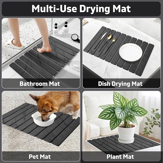 2 PCS Stone Dish Drying Mat for Kitchen Counter, Fast Drying Collapsible Dish - Image 7