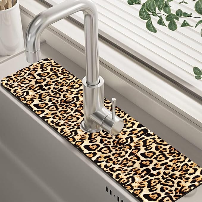 Abstract Brown Leopard Dish Drying Mat by Unknown