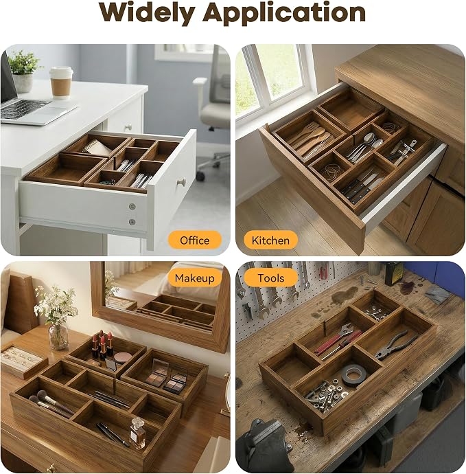 KOCWELL Bamboo Desk Drawer Organizer - Image 6