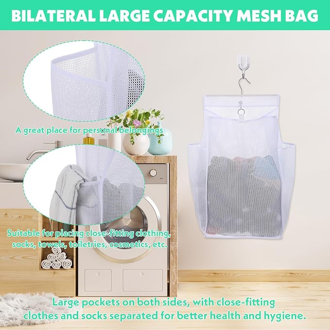 2 Pcs Hanging Foldable Breathable Mesh Laundry Hamper, Hanging Laundry Bag - Image 5