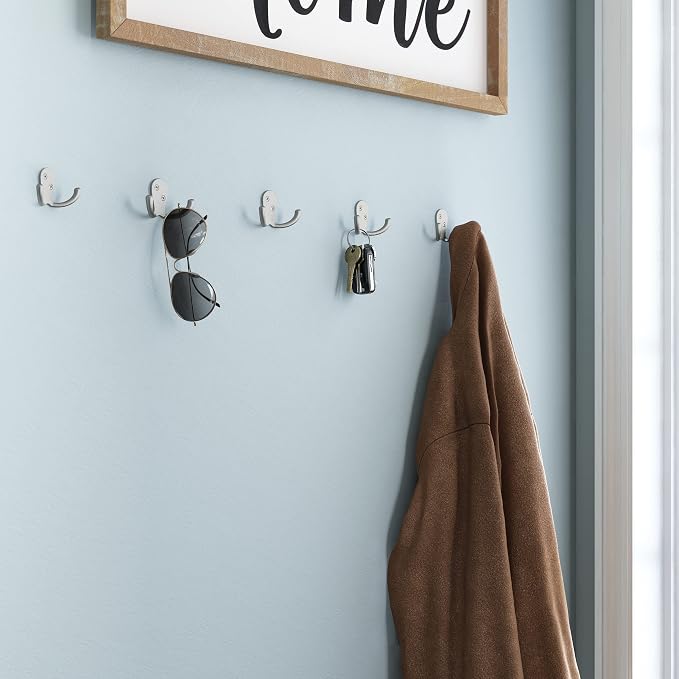 Franklin Brass Double Wall Hooks 2-Prong Coat/Hat Matte Nickel Hooks - Image 2